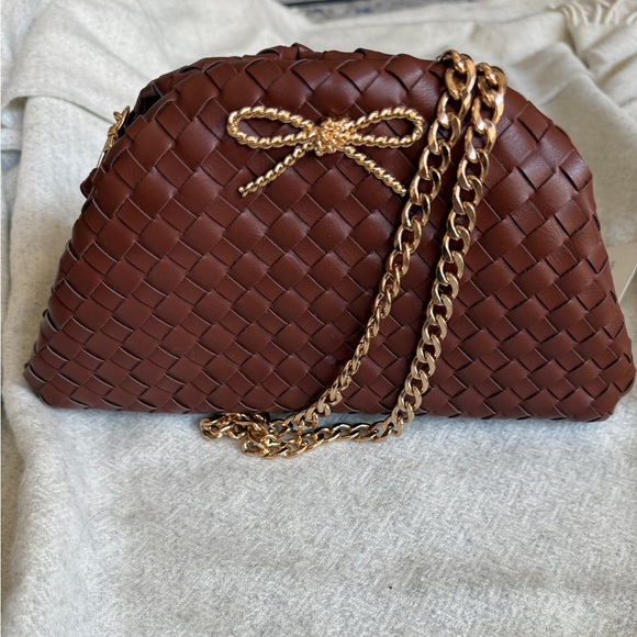 NWT Anthropologie Maeve Brown Bow Bag - Picture 1 of 4